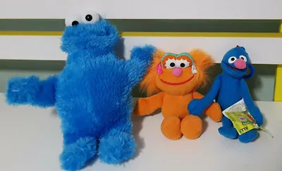 Sesame Street Character Plush Toy Group Lot Grover Cookie Monster And Zoe • $30