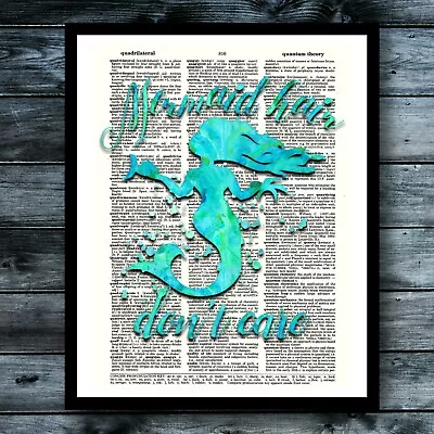 Mermaid Nautical Dictionary Art Print Vintage Ocean Poster Modern Decor • $8