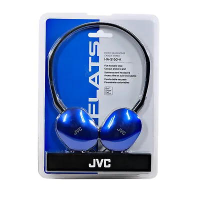 NEW SEALED JVC HA-S160-A Flats Foldable Headband Stereo Headphones Blue • $25