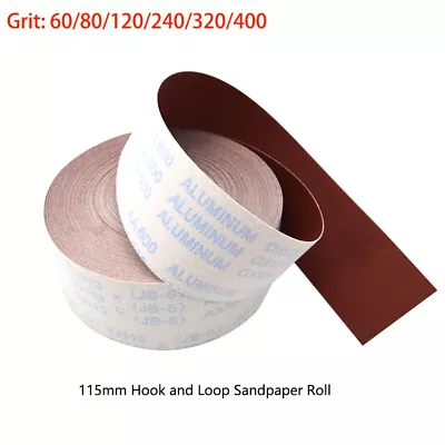 115mm Hook And Loop Sandpaper Roll 5 Meters Velour Pads Sanding Strips P60-P400 • £13.56