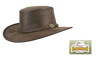 £55 • Buy Barmah Bronco Foldaway 1060 Brown Leather Australian Bush Hat