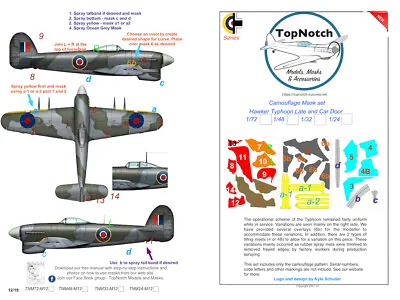 TopNotch Hawker Typhoon Camouflage Scheme Vinyl Mask Set • £15.75