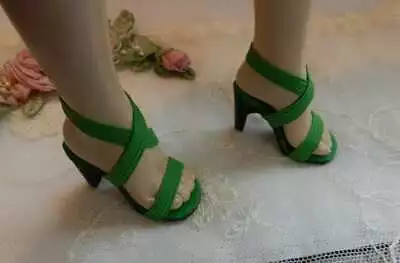 #3 Apple Green/Black High Heel Doll Shoes For 20  Vintage CissyMiss Revlon • $19.50