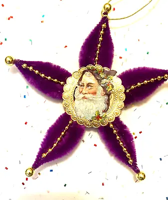 Christmas Star Ornamentvintage Stylechenille Stems & Glass Beadshand Made (K) • $8.50