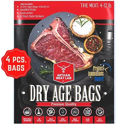 Dry Aging Bags KIT Made Beef Steaks At Home Easily & Safely - 4 Pcs. Bags 10x20' • $24.80