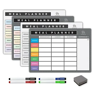 £10.95 • Buy Magnetic Weekly Planners, Meal Planner Board Dry Wipe Fridge Calendar Memo Board