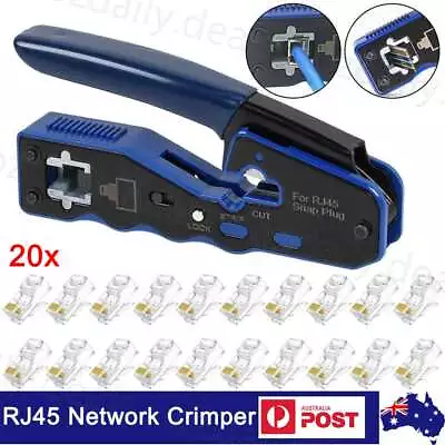 RJ45 Crimper Crimping Tool Cat5e 6 7 HD Pass Through Network Cable Connector New • $17.99