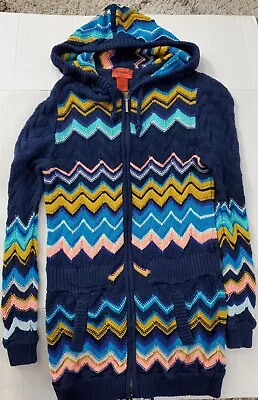 Missoni For Target Women's Navy Blue Zig Zag Hooded Cardigan Knit Sweater Size M • $48.59