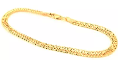 9CT GOLD BRACELET 7.5 Inch FLAT WOVEN CHAIN 9 CARAT YELLOW GOLD BRAND NEW • £162