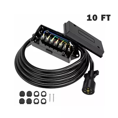 10ft Trailer Cord 7 Way Plug Inline Trailer Cord With 7 Gang Junction Box • $34.99