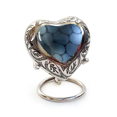 Mystic Blue Small Heart Keepsake Urn For Ashes • £34.99