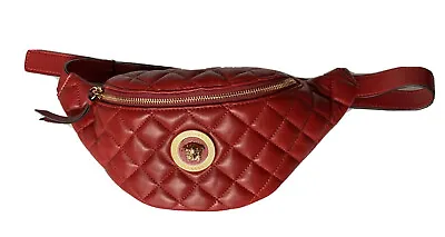 NWT Versace Women's Quilted Lamb Leather Red Belt /Waist/Body Bag 1A02151 Italy • $934.27