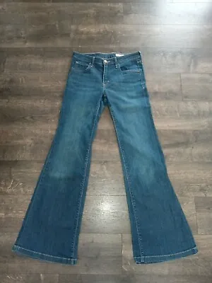 VGC H&M Flary Sz 27x32 Mid Rise Distressed Med Wash Jeans 98% Cotton 8-2 • $19.99