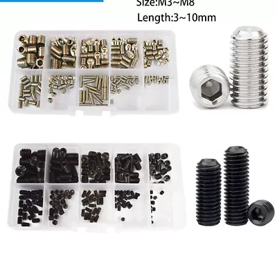 Headless Set Grub Screws Hexagon Allen Socket Head Bolts Stainless Steel Kit Set • $22.94