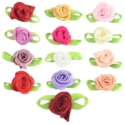 15mm Satin Ribbon Roses! Craft Bows Mini Size Artificial Silk Flowers • £1.99