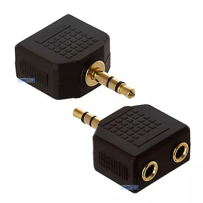 2 X 3.5mm Mini Stereo Jack Headphone Splitter Adapter Male To 2 Female Sockets • £2.65