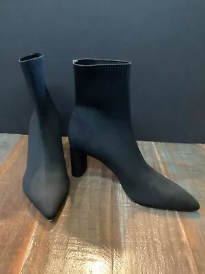 Zara Woman’s Black Sock Stretch Ankle Booties Boots Sz 39/8 • $38