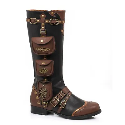 Black Steampunk Burning Man Wild West Wasteland Womans Knee Boots Size 8 9 10 11 • $92.95