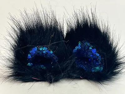 Kritter Klips Clip In Faux Fur Animal Ears NWT Midnight Mermaid Black Costume • $14.95