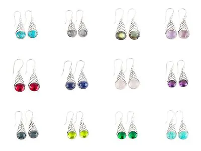 925 Sterling Silver Multi Gemstone Drop/Dangle Precious Jewelry Earrings 1.64  • £9.31