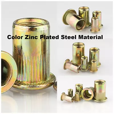M3 4 5 6 8 10 12 Zinc Plated Rivet Nuts Blind Nut Nutserts Color Zinc Steel • $3.50