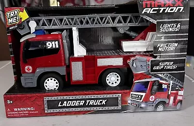  MAXX ACTION Realistic Action LADDER TRUCK Lights SOUNDS Rev Motor FIRE RESCUE • $2