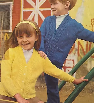 292 BOYS GIRLS DK EASY CABLE CARDIGANS 22-32  KNITTING Pattern COPY • £3.49