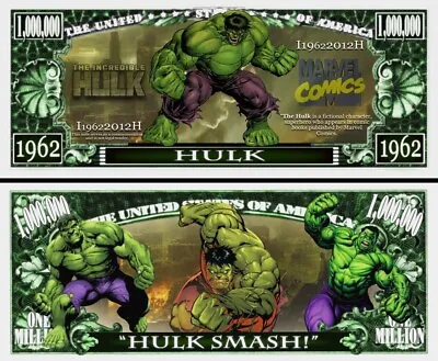 Incredible Hulk Marvel Comic 100 Pack Collectible Novelty 1 Million Dollar Bills • $19.95