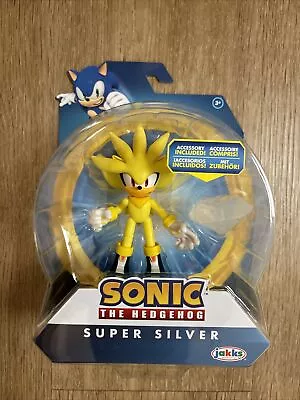 SUPER SILVER Sonic The Hedgehog Jakks Pacific 4” Figure W/ White Emerald • $19.90