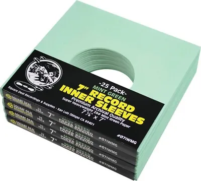 (100) 7  Record Inner Sleeves - Premium COLORED Mint Green Paper ARCHIVAL • $32.99