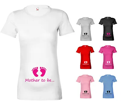 Mother To Be Baby Feet Womens Maternity Pregnancy T Shirt T-Shirt Mum Gift • £13.25