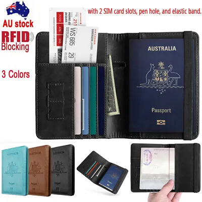 $9.99 • Buy Premium Leather RFID Blocking Anti Scan Travel Passport Credit Card Wallet Case
