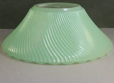 1950s Jade Green Glass Ceiling Light Shade Swirl  11  Dia X 4  Tall • $23