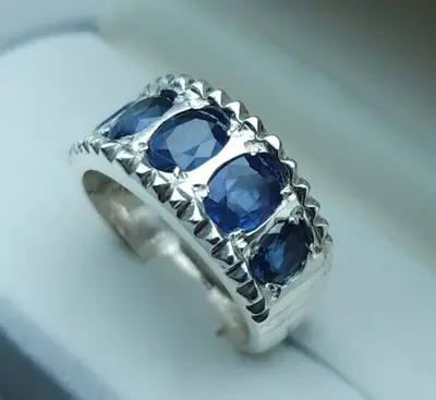 Sapphire Ring For Mens Wedding Band In Natural Sapphire Stone Neelam Band Mens • $2100