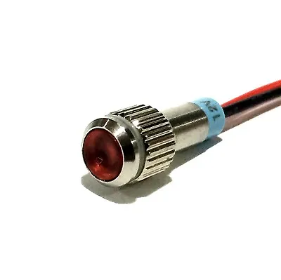 6mm 1/4  Red 12V LED Metal Indicator Pilot Dash Light Stainless Steel Body • $4.99