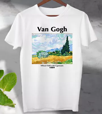 Vincent Van Gogh T Shirt Wheat Field Cypresses 1889 Unisex Men's Ladies Top • £7.99