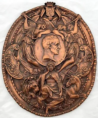 Victorian Duke Of Wellington Copper Relief Plaque. • £229