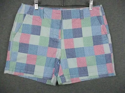 Vineyard Vines Womens Madras Patchwork Shorts Size 10 Printed Cotton Pockets • $17.49