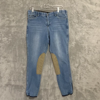 $43.57 • Buy Goode Rider Breeches Women Size 34 Blue Denim Knee Patches Horse Pockets Logo