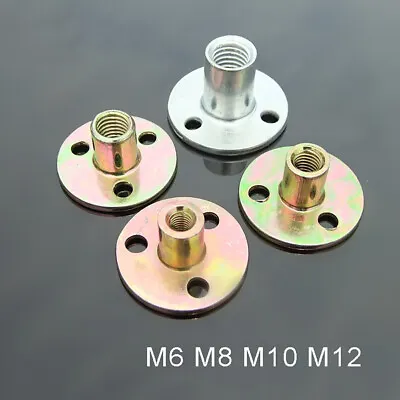 M6 M8 M10 M12 Round Base T Nuts Zi-Plated Flat Slab Screw Tee Flange Coupling • £2.22