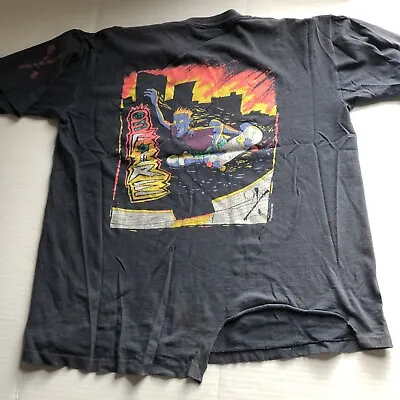 Vtg 90s 1990 OP Ocean Pacific Virginia Beach On Fire Skateboarding Sz L A607 • $19.99