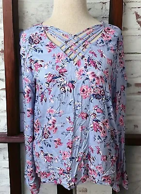 Pink Republic Woman’s Large Long Sleeve Kimono Boho Floral Shirt • $20.82