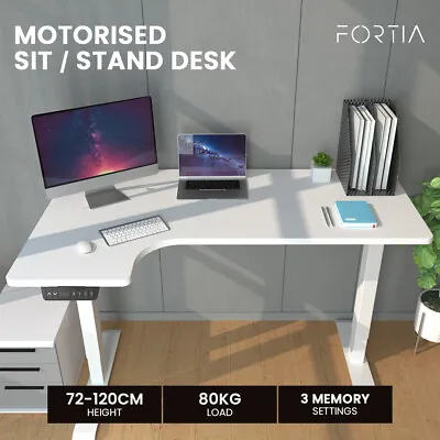 FORTIA L Shaped Sit To Stand Up Corner Standing Desk Height Adjustable Motorised • $483