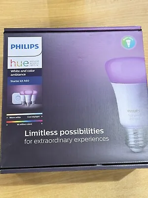 Philips Hue White And Colour Ambiance 9W A60 E27 Starter Kit With Bluetooth • $200