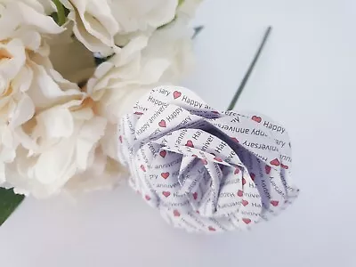 £4 • Buy Personalised Handmade Paper Rose 1 Year Anniversary Gift Wedding Birthday 