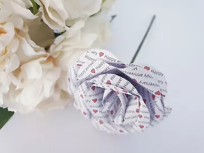 Personalised Handmade Paper Rose 1 Year Anniversary Gift Wedding Birthday  • £4.30