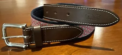 Vineyard Vines By Shep & Ian Leather Canvas Octopus Pink Blue Belt Size 34 NWOT! • $20.99