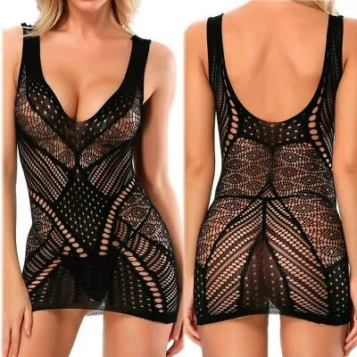 Sexy Mini Dress Lady Bodycon Evening Club Cocktail See Through Mesh Sheer Party~ • $4.78