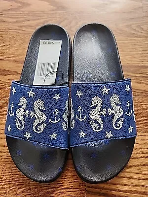 Vera Bradley Beach Slides Seahorse Of Course Medium (7-8) Women’s Blue Sandals • $20