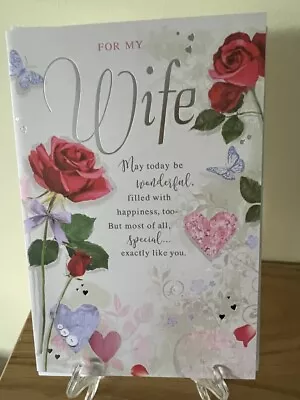 For My Wife Birthday Card Female - Foil - Party Celebration 9  X 6  • £3.17